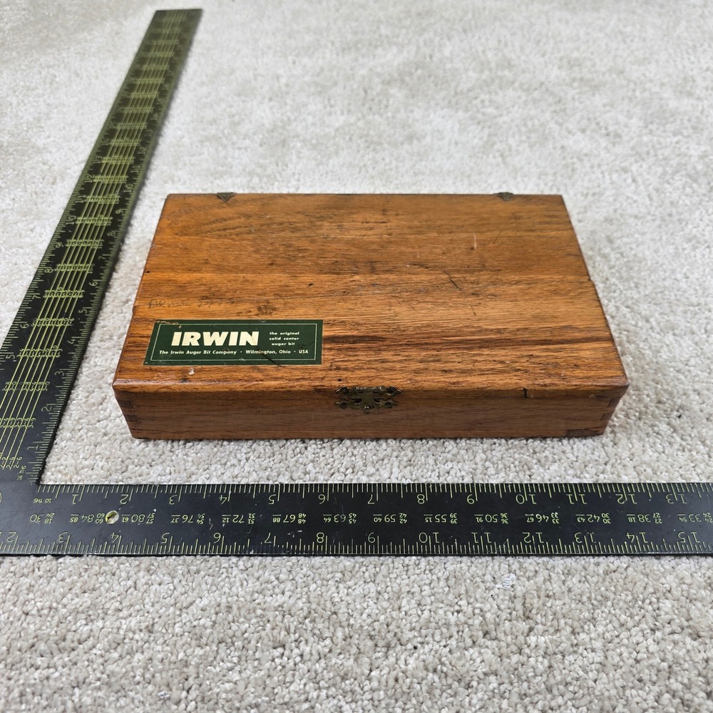 Irwin Auger Bit Set Brown Vintage Wood Case 6 Piece Solid Center Bits